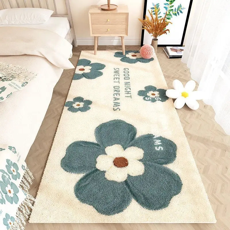 VIKAMA Bedroom Bedside Rug Dirty Resistant Faux Cashmere Cream Style