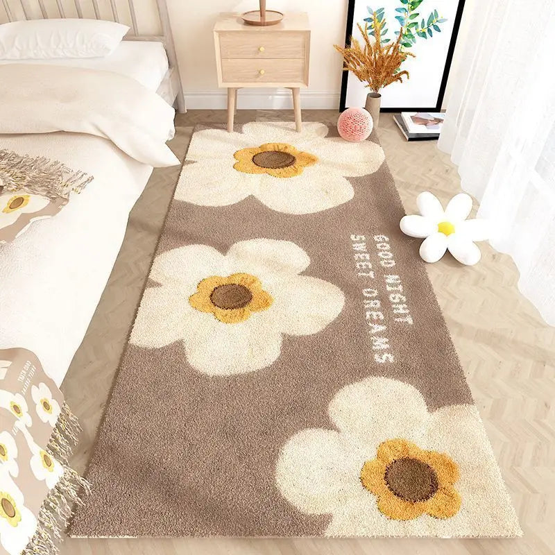 VIKAMA Bedroom Bedside Rug Dirty Resistant Faux Cashmere Cream Style