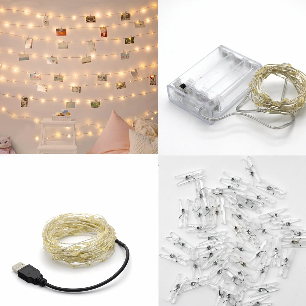 LED Fairy Lights Photo Clip String Lights for Decoration