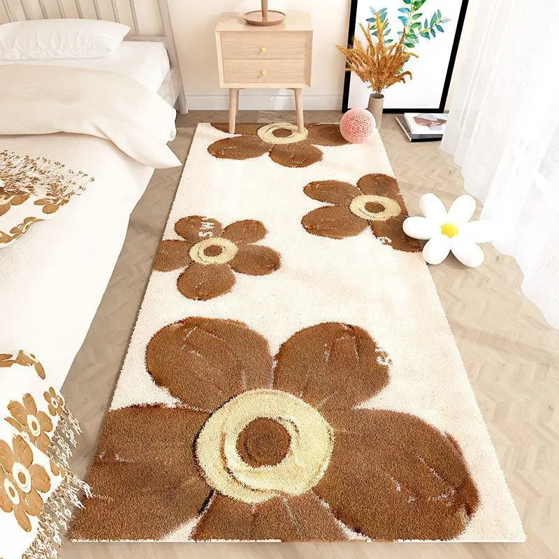 VIKAMA Bedroom Bedside Rug Dirty Resistant Faux Cashmere Cream Style
