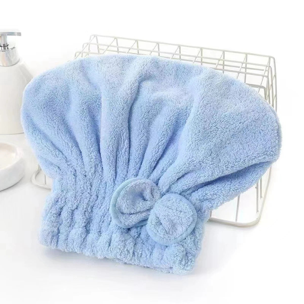 1Pc Microfiber Hair Drying Head Wrap Towel with Bow-Knot