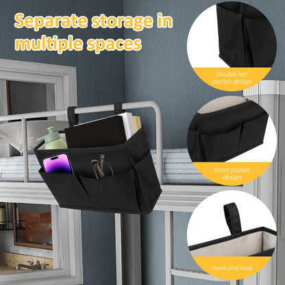 Bedside Caddy Organizer – 4-Pocket Cotton Caddy Organizer for Dorm Rooms, Bedrooms