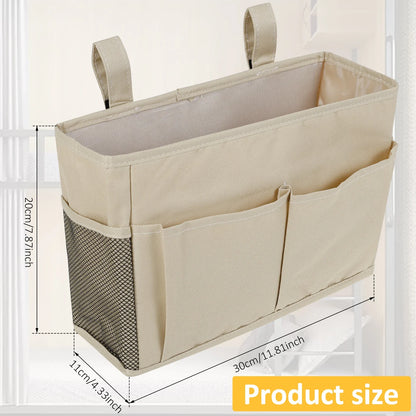 Bedside Caddy Organizer – 4-Pocket Cotton Caddy Organizer for Dorm Rooms, Bedrooms
