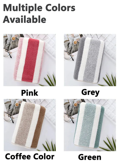 Premium Dorm Towel Set, Soft and Absorbent Hand and Bath Towel, Striped Pattern Bathroom Towel