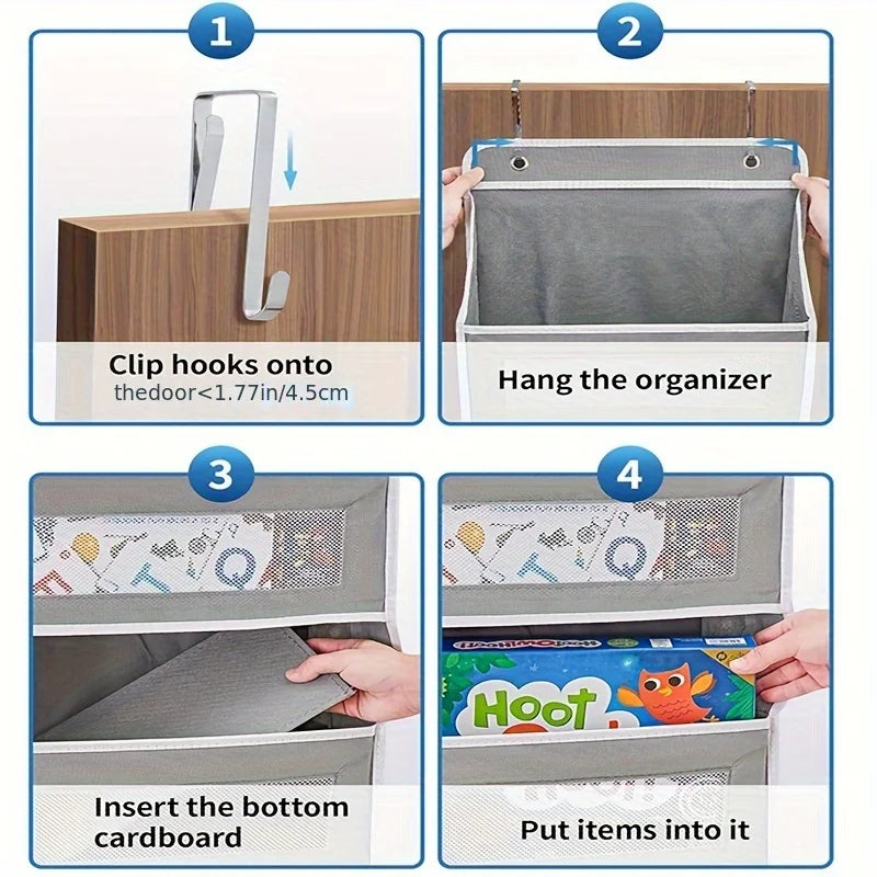 Organize your space with the 5-Shelf Hanging Storage Organizer - Behind Door, Anti-Tilt, perfect for bedrooms and bathrooms.