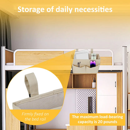 Bedside Caddy Organizer – 4-Pocket Cotton Caddy Organizer for Dorm Rooms, Bedrooms
