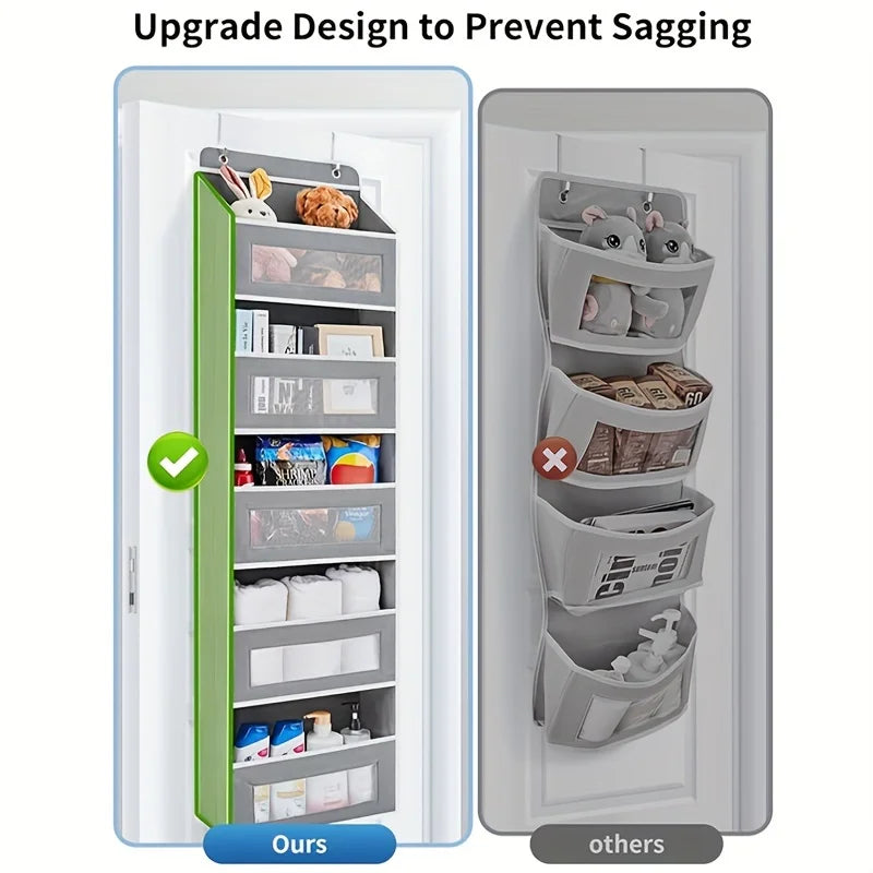 Organize your space with the 5-Shelf Hanging Storage Organizer - Behind Door, Anti-Tilt, 5 Large Capacity Pockets.