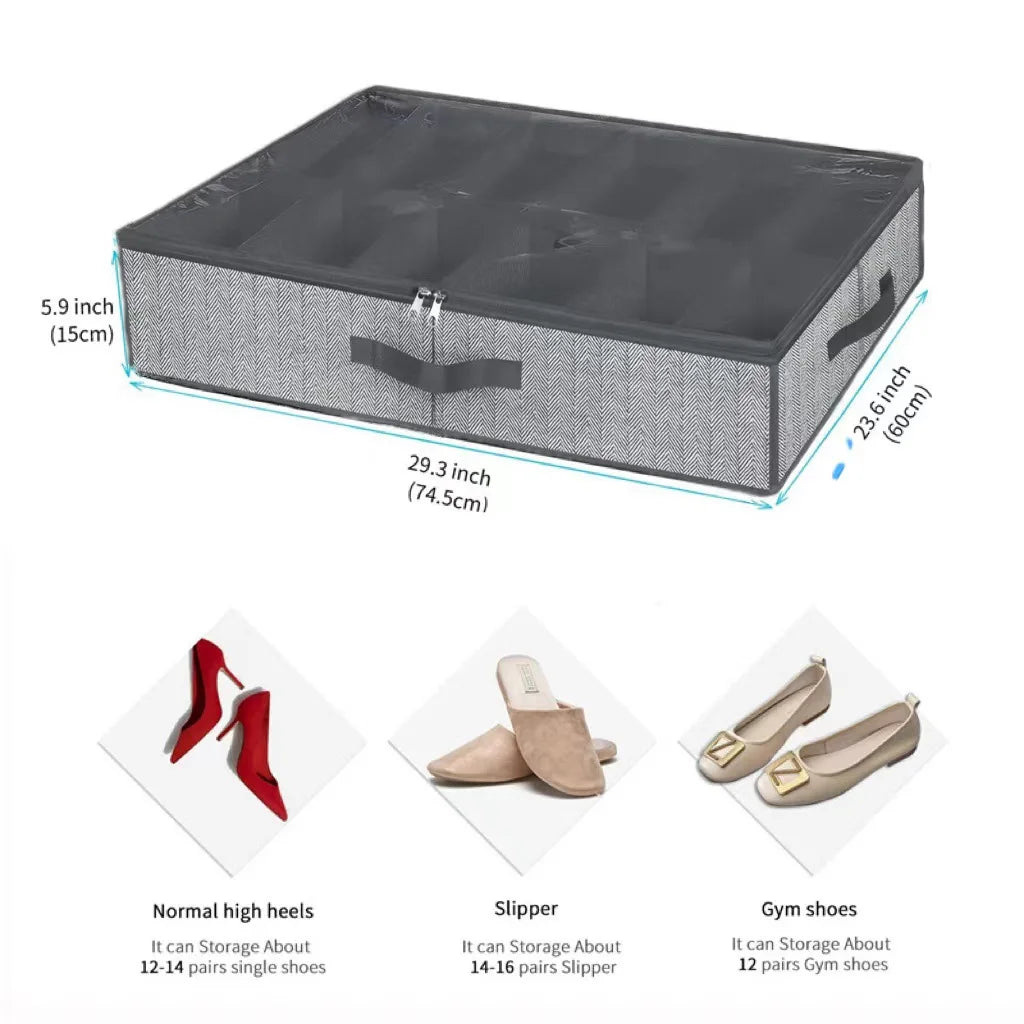 1 Piece Dorm Joys Underbed Breathable Shoe Storage Organizer, 12 to 16 pairs of shoes, with transparent window