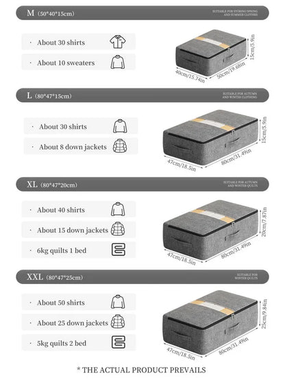 Extra-large capacity underbed foldable clothing storage box