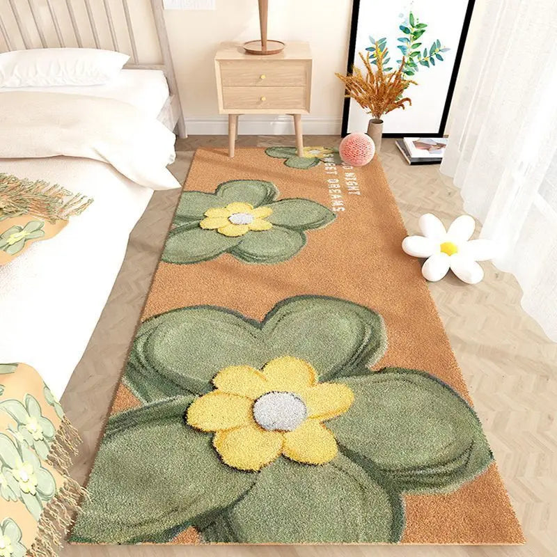 VIKAMA Bedroom Bedside Rug Dirty Resistant Faux Cashmere Cream Style