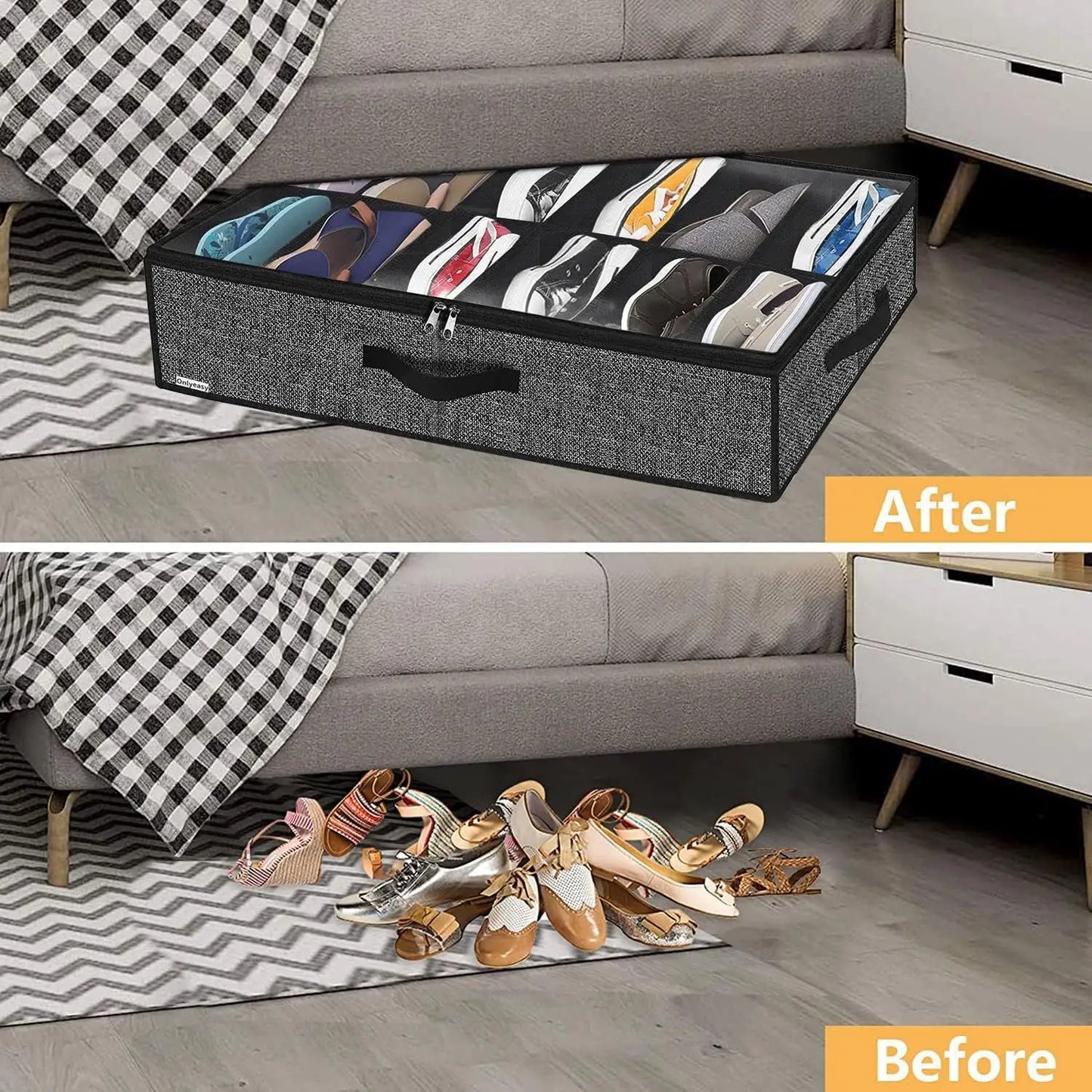 1 Piece Dorm Joys Underbed Breathable Shoe Storage Organizer, 12 to 16 pairs of shoes, with transparent window