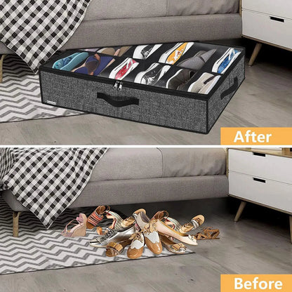 1 Piece Dorm Joys Underbed Breathable Shoe Storage Organizer, 12 to 16 pairs of shoes, with transparent window