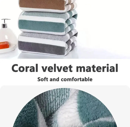 Premium Dorm Towel Set, Soft and Absorbent Hand and Bath Towel, Striped Pattern Bathroom Towel