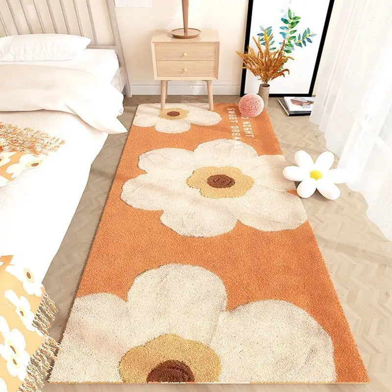 VIKAMA Bedroom Bedside Rug Dirty Resistant Faux Cashmere Cream Style