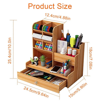 Wooden Desk Large Capacity Storage Box with Drawer for Dorm Room/School