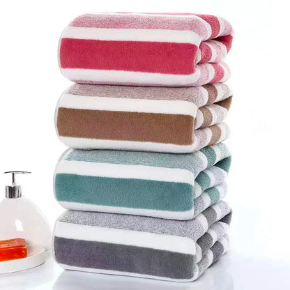 Premium Dorm Towel Set, Soft and Absorbent Hand and Bath Towel, Striped Pattern Bathroom Towel