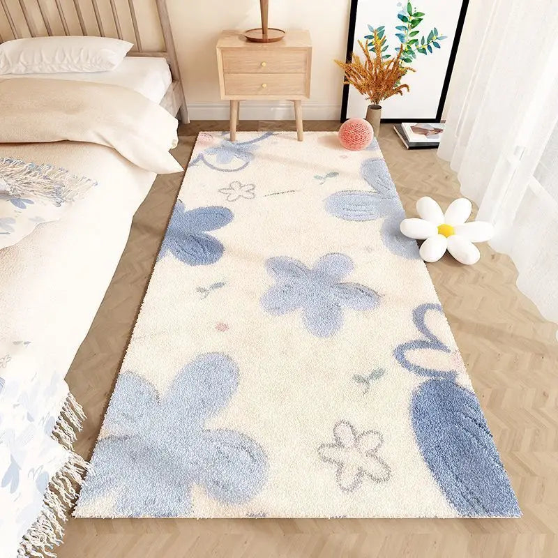VIKAMA Bedroom Bedside Rug Dirty Resistant Faux Cashmere Cream Style