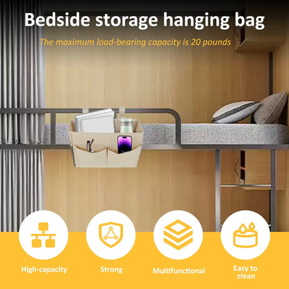 Bedside Caddy Organizer – 4-Pocket Cotton Caddy Organizer for Dorm Rooms, Bedrooms