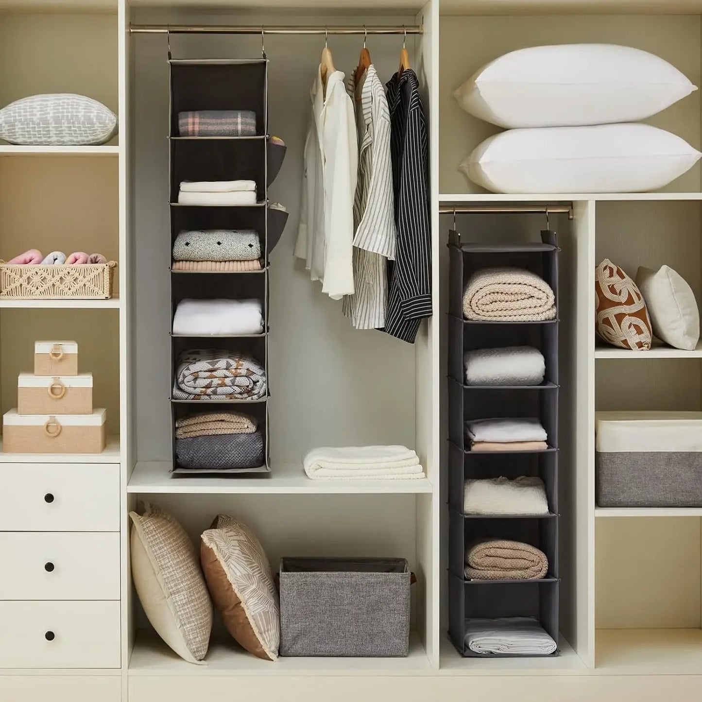 Hanging Wardrobe Organizer and Closet Storage Shelves for Wardrobe, Nursery, Baby Clothes Organization and Storage