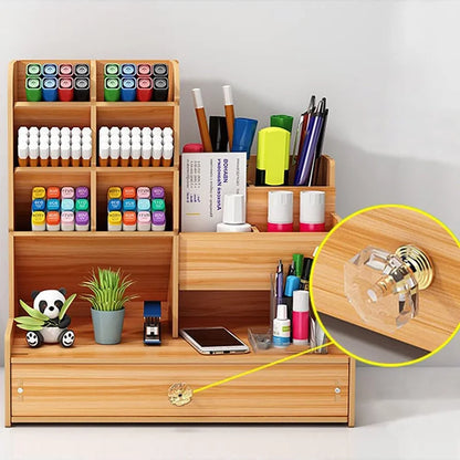 Wooden Desk Large Capacity Storage Box with Drawer for Dorm Room/School