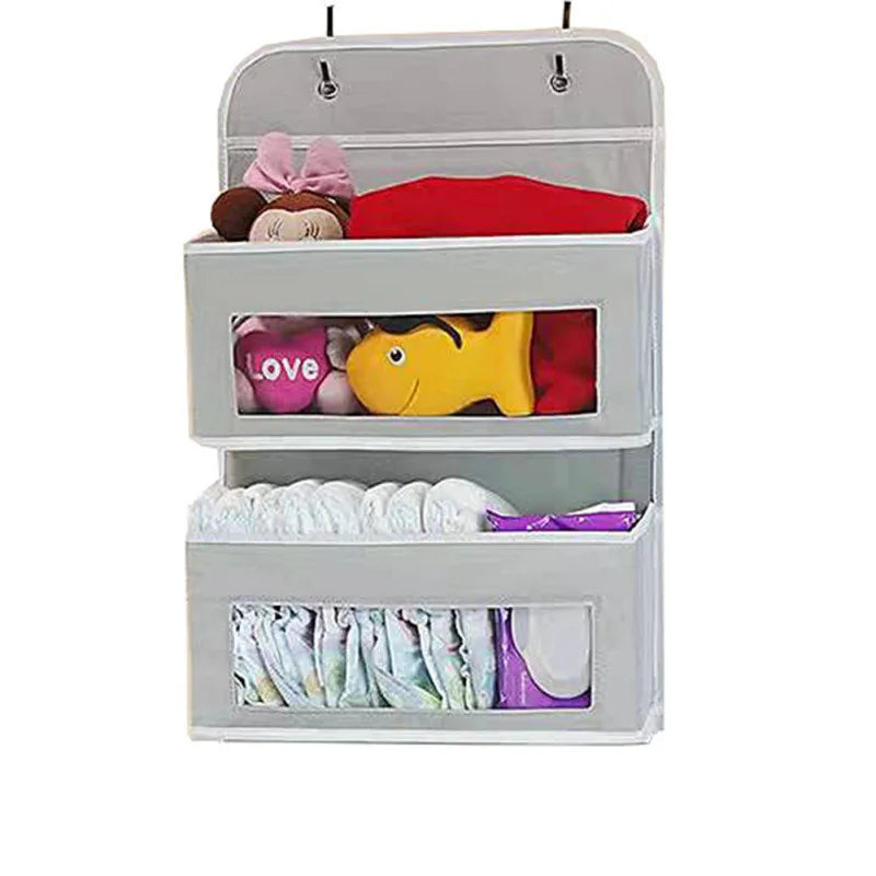 5-Shelf Hanging Storage Organizer - Behind Door, Anti-Tilt design with large pockets, perfect for bedroom or bathroom use.