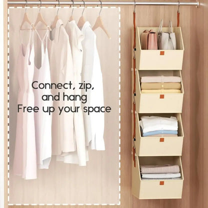 4-Tier Hanging Closet Organizer – Foldable Fabric Storage Bins for Dorm Rooms, Bedrooms & Small Spaces