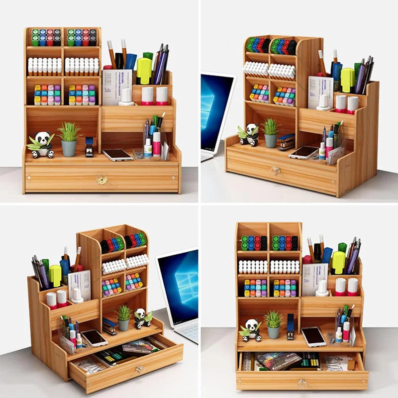 Wooden Desk Large Capacity Storage Box with Drawer for Dorm Room/School