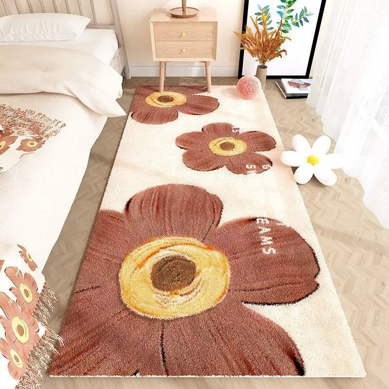 VIKAMA Bedroom Bedside Rug Dirty Resistant Faux Cashmere Cream Style