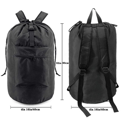 Backpack Laundry Bag with Pocket and Drawstring Closure for College