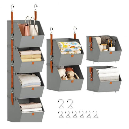 Gray hanging storage organizer 4-tier