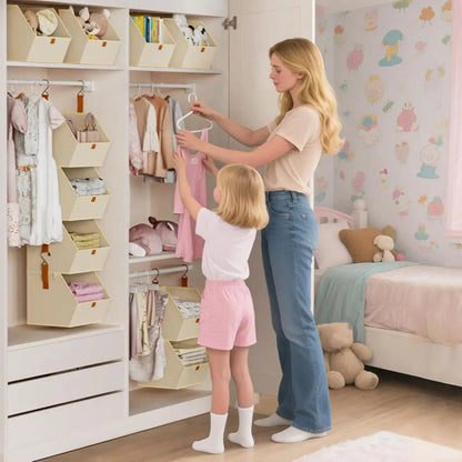 4-Tier Hanging Closet Organizer – Foldable Fabric Storage Bins for Dorm Rooms, Bedrooms & Small Spaces