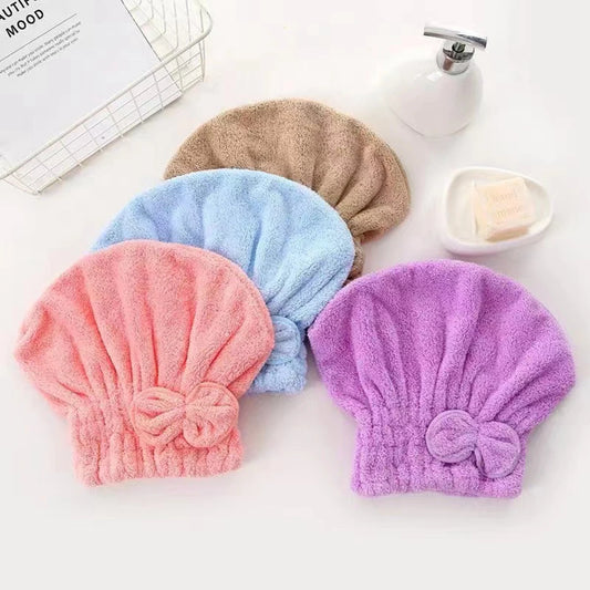 1Pc Microfiber Hair Drying Head Wrap Towel with Bow-Knot