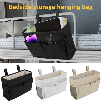 Bedside Caddy Organizer – 4-Pocket Cotton Caddy Organizer for Dorm Rooms, Bedrooms