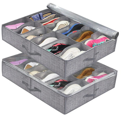 1 Piece Dorm Joys Underbed Breathable Shoe Storage Organizer, 12 to 16 pairs of shoes, with transparent window