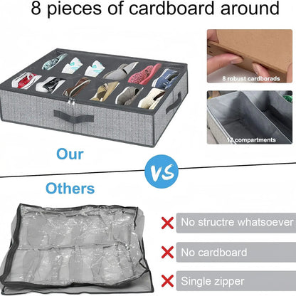 1 Piece Dorm Joys Underbed Breathable Shoe Storage Organizer, 12 to 16 pairs of shoes, with transparent window